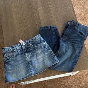 Wrangler Two-Piece Denim Set in Light and Dark Blue